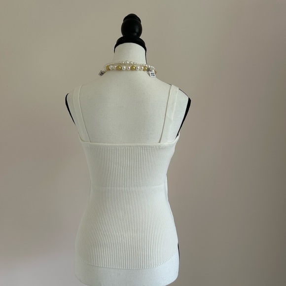 NEW French Style White Ribbed Tank Top - Picture 7 of 9